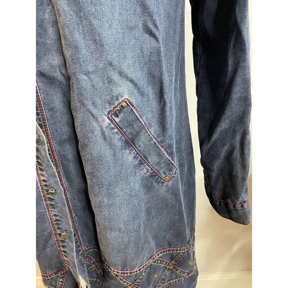 Moda İlgi Embroidered Tencel Long Jacket With Pockets - Picture 16 of 16